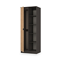 Huxley 1 Door Wardrobe With Open Shelves Oak Graphite from Roseland Furniture