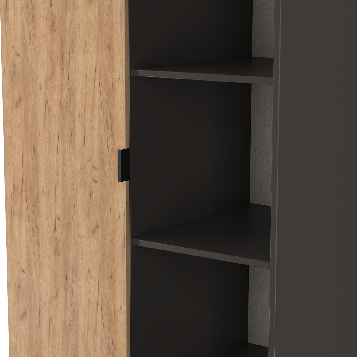 Huxley 1 Door Wardrobe With Open Shelves Oak Graphite from Roseland Furniture