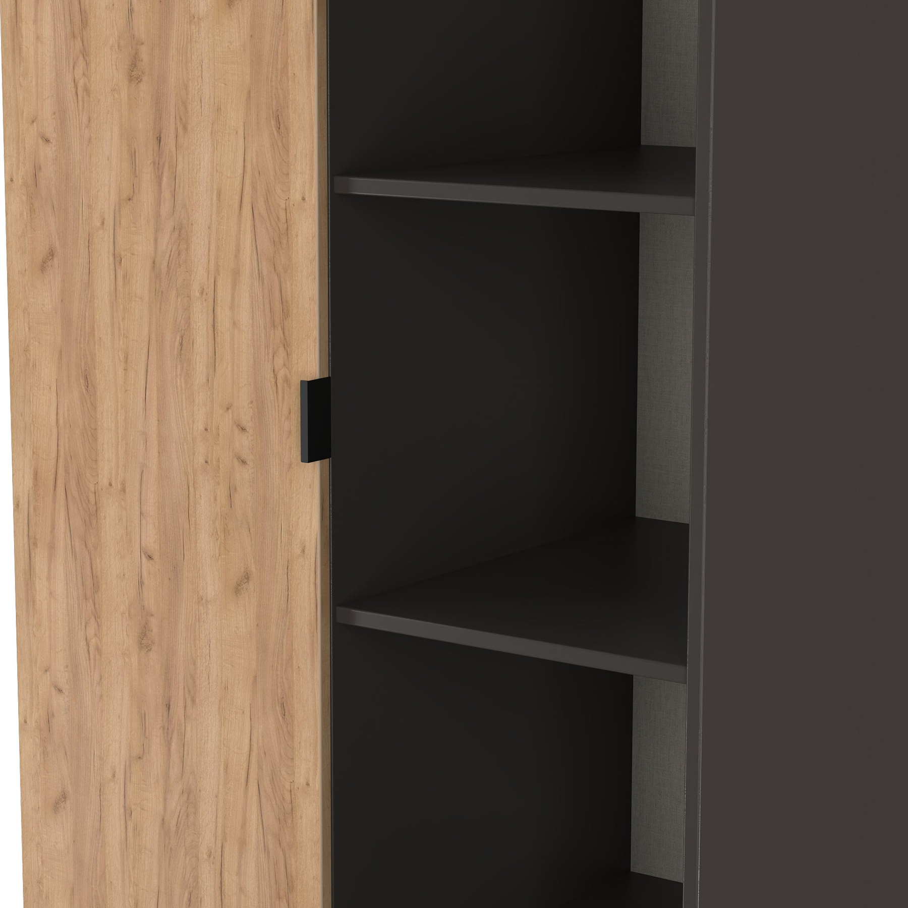 Huxley 1 Door Wardrobe With Open Shelves Oak Graphite from Roseland Furniture