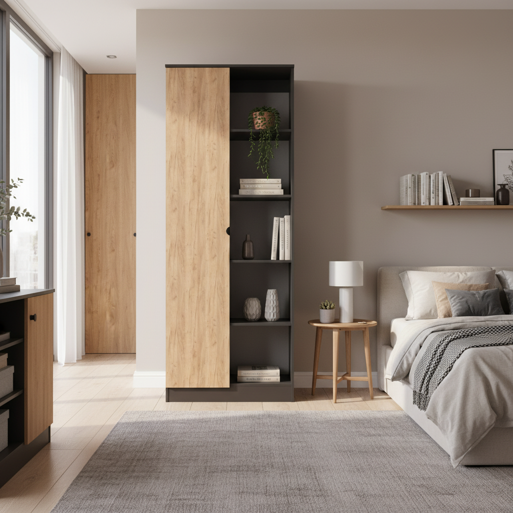 Huxley 1 Door Wardrobe with Open Shelves