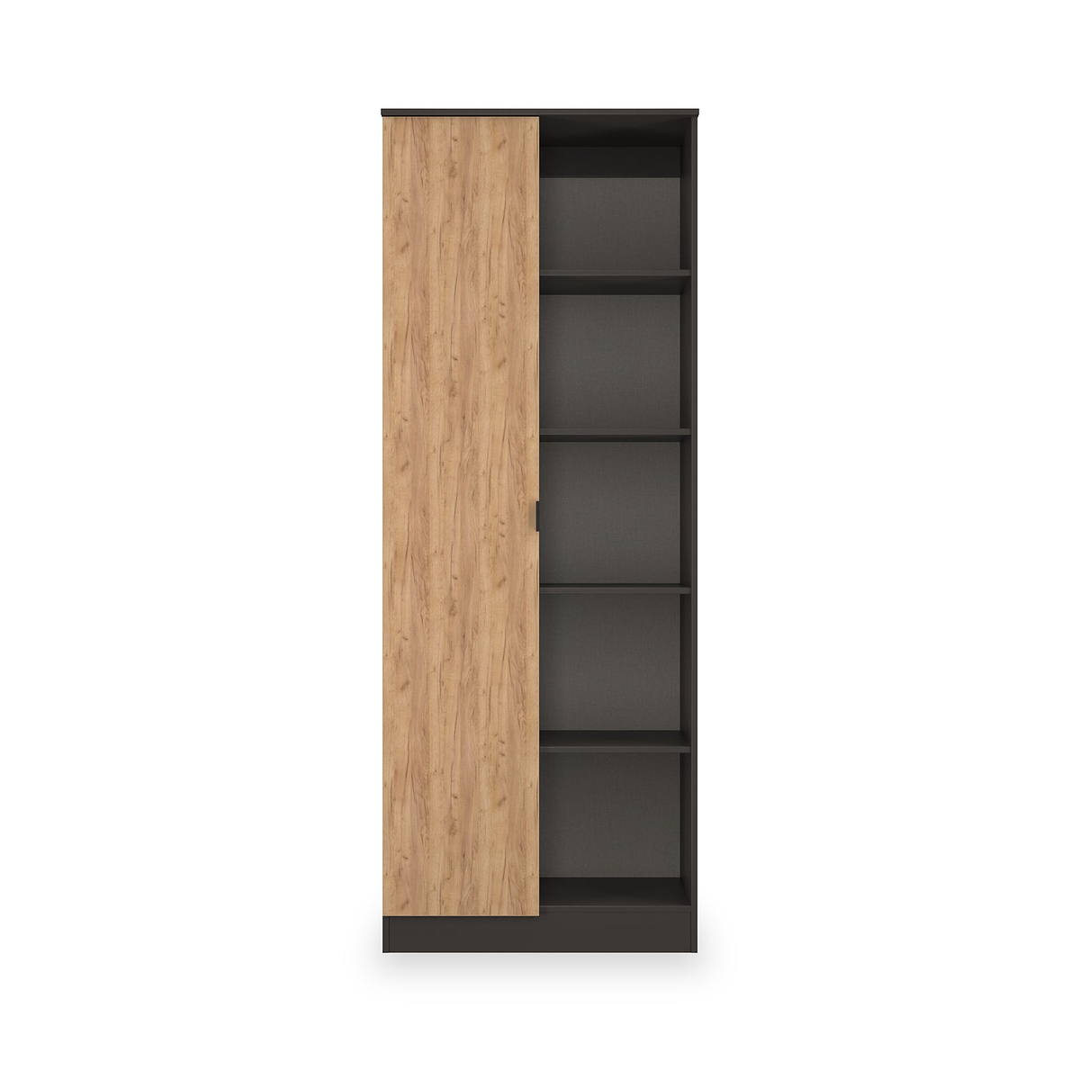 Huxley 1 Door Wardrobe With Open Shelves Oak Graphite from Roseland Furniture