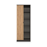 Huxley 1 Door Wardrobe With Open Shelves Oak Graphite from Roseland Furniture
