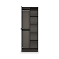 Huxley 1 Door Wardrobe With Open Shelves Oak Graphite from Roseland Furniture