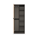 Huxley 1 Door Wardrobe With Open Shelves Oak Graphite from Roseland Furniture
