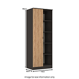 Huxley 1 Door Wardrobe With Open Shelves Oak Graphite from Roseland Furniture