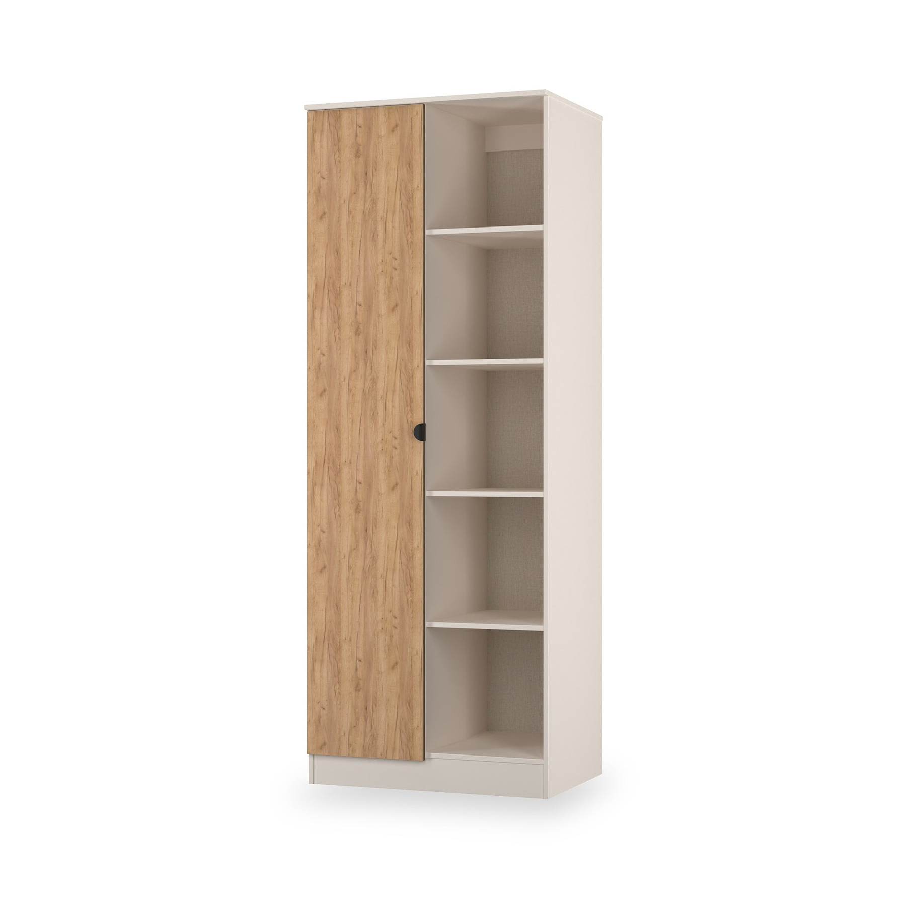 Huxley 1 Door Wardrobe With Open Shelves Oak Cashmere from Roseland Furniture