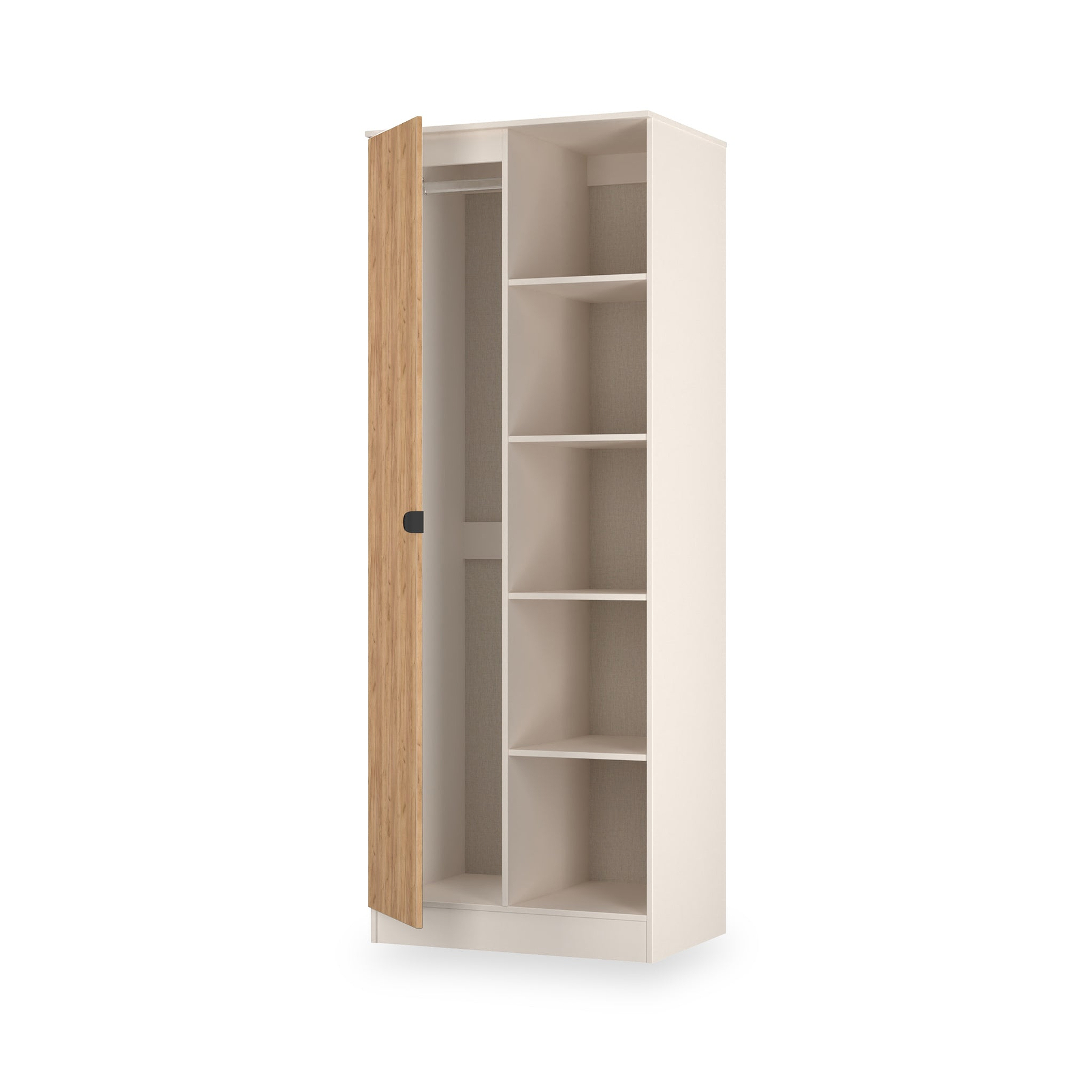 Huxley 1 Door Wardrobe With Open Shelves Oak Cashmere from Roseland Furniture
