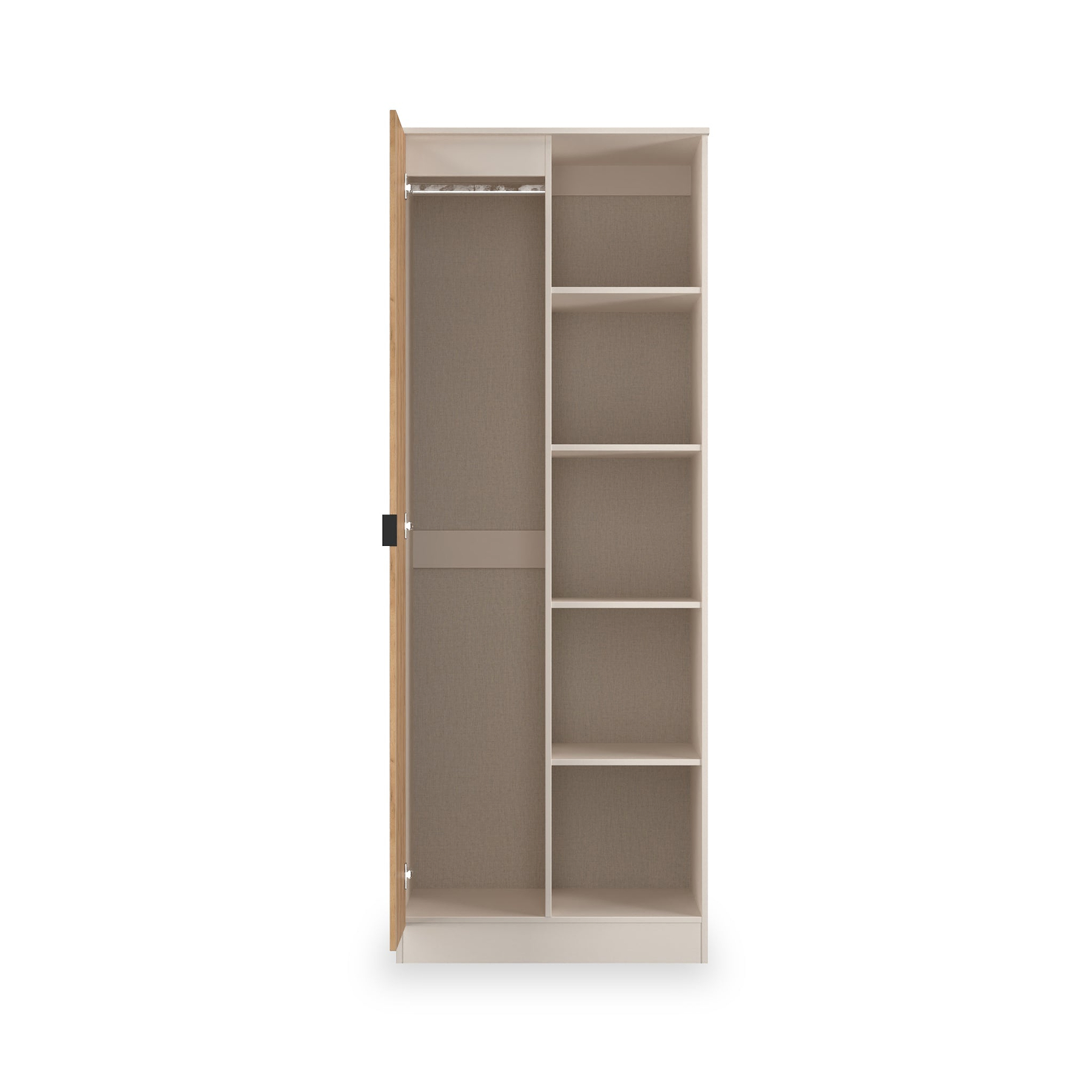 Huxley 1 Door Wardrobe With Open Shelves Oak Cashmere from Roseland Furniture