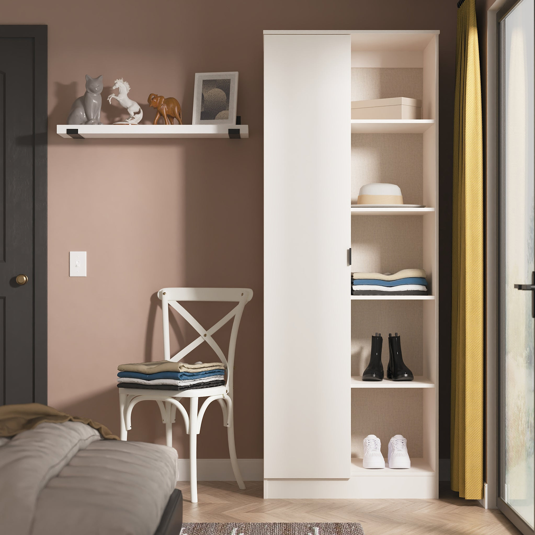 Huxley 1 Door Wardrobe With Open Shelves Cashmere from Roseland Furniture