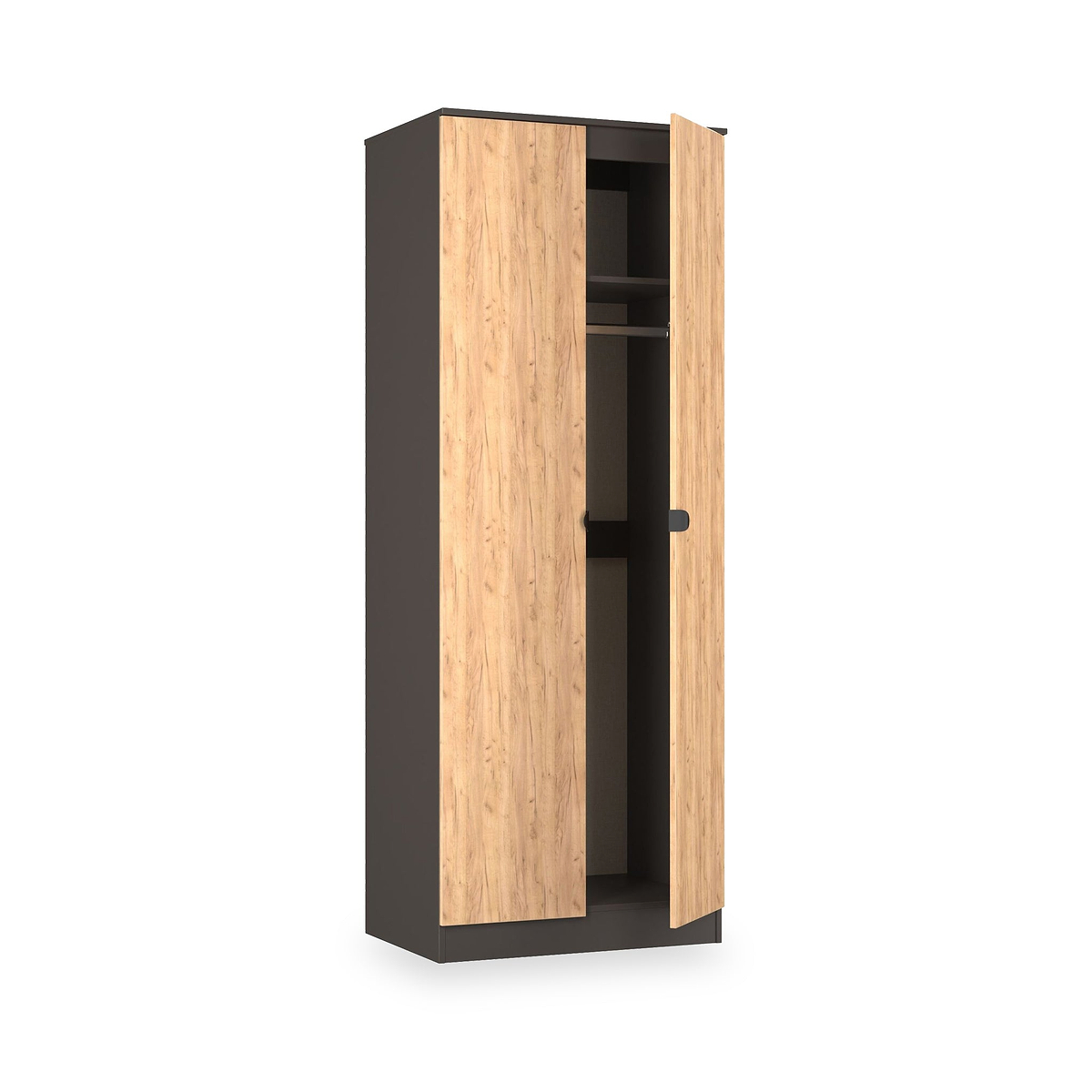 Huxley Full Hanging Wardrobe Oak Graphite from Roseland Furniture