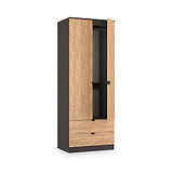 Huxley Double Wardrobe 2 Drawers Oak Graphite from Roseland Furniture