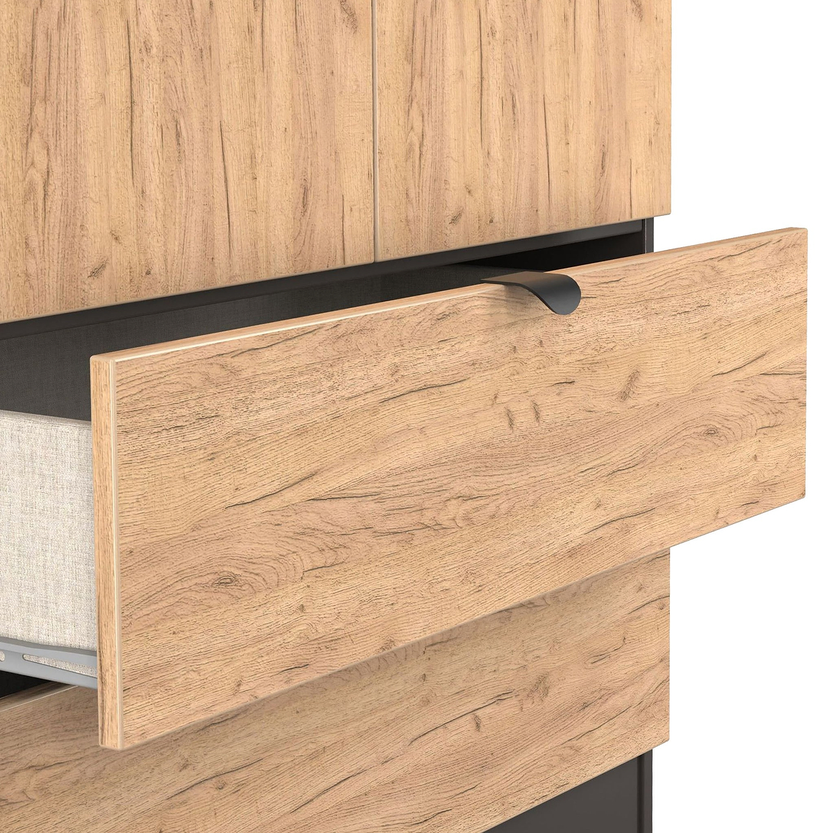 Huxley Double Wardrobe 2 Drawers Oak Graphite from Roseland Furniture