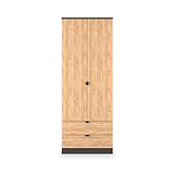 Huxley Double Wardrobe 2 Drawers Oak Graphite from Roseland Furniture
