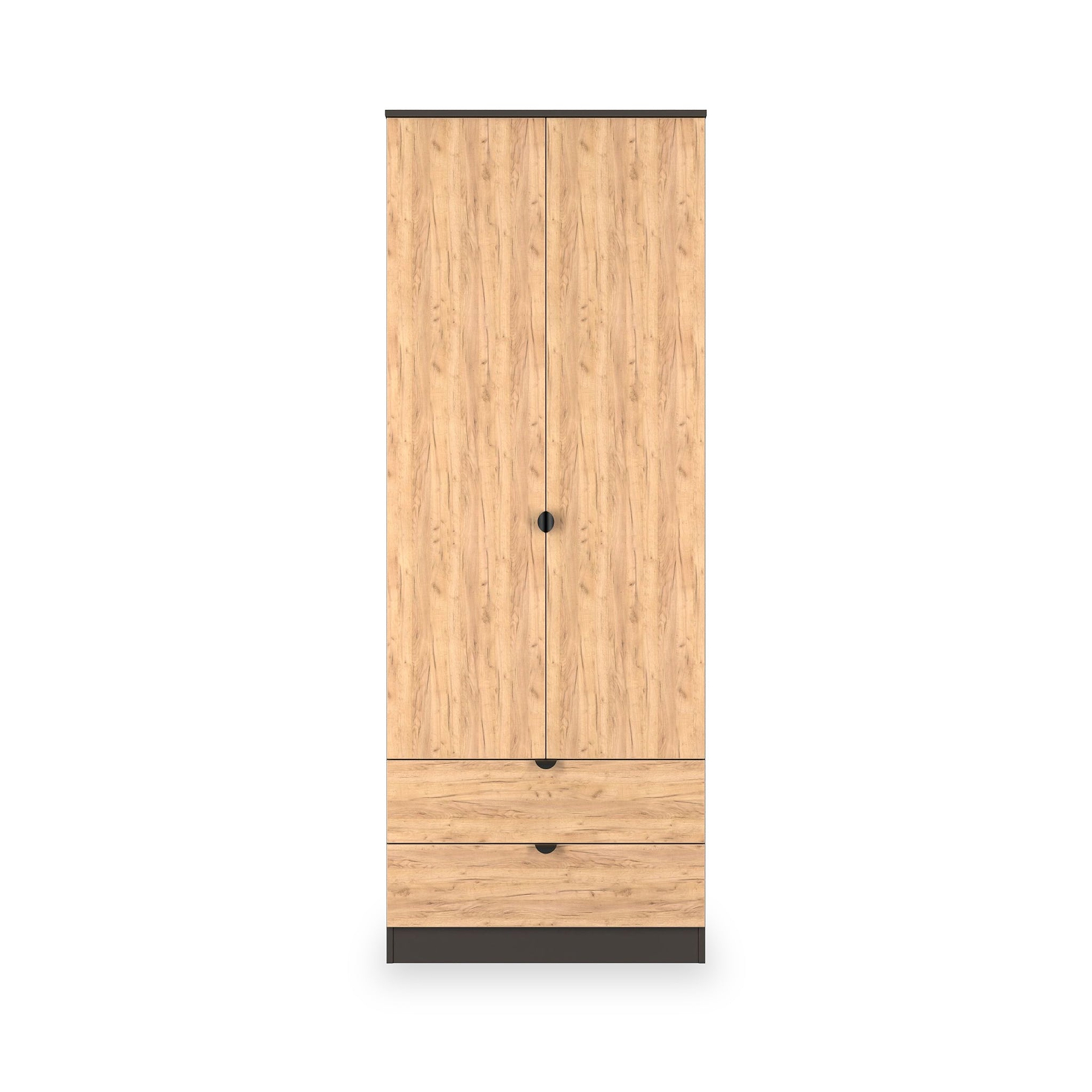 Huxley Double Wardrobe 2 Drawers Oak Graphite from Roseland Furniture
