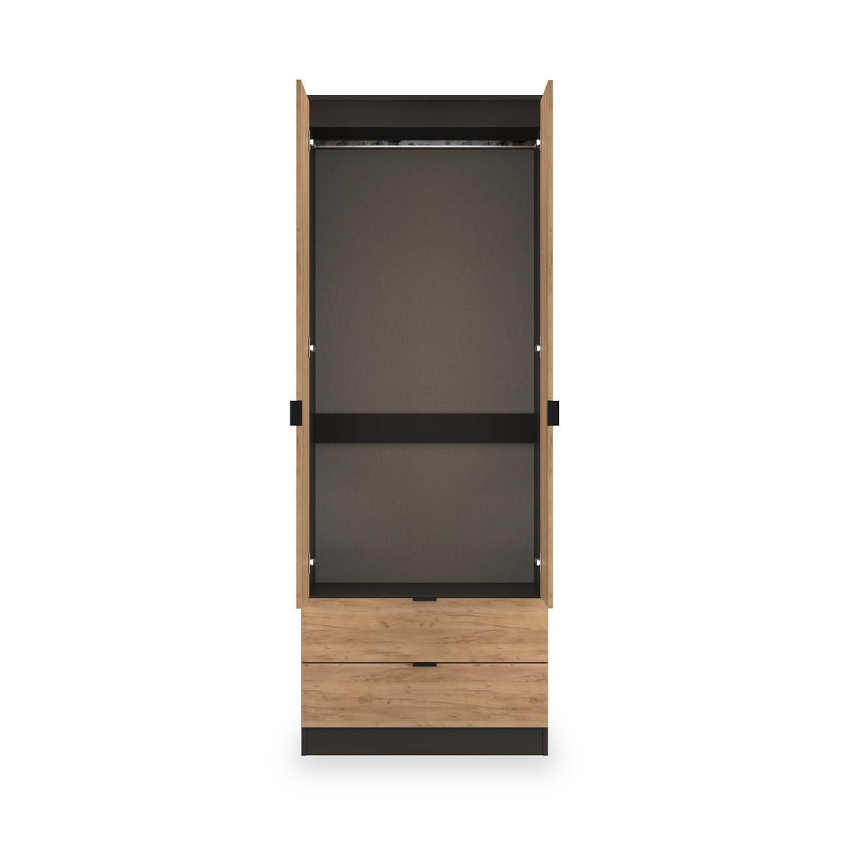 Huxley Double Wardrobe 2 Drawers Oak Graphite from Roseland Furniture