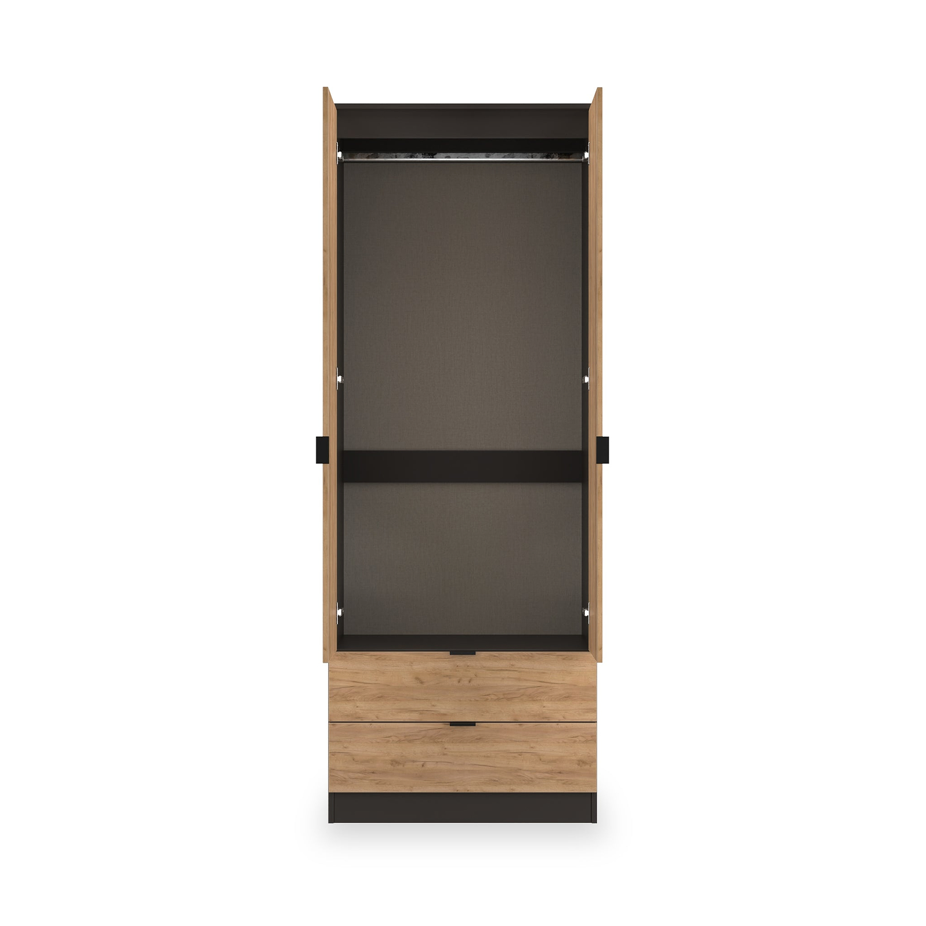 Huxley Double Wardrobe 2 Drawers Oak Graphite from Roseland Furniture