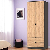Huxley Double Wardrobe 2 Drawers Oak Graphite from Roseland Furniture