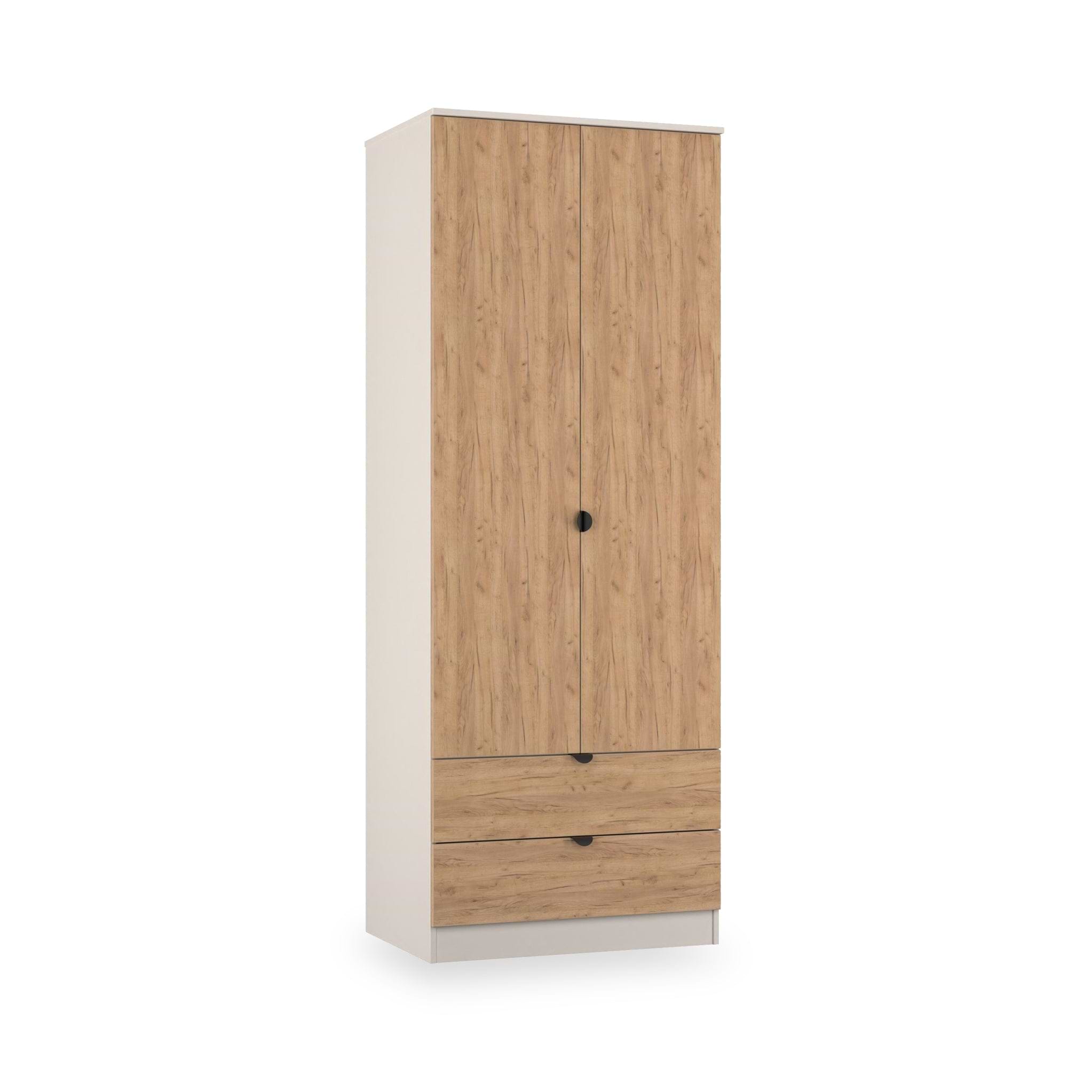 Huxley Double Wardrobe 2 Drawers Oak Cashmere from Roseland Furniture