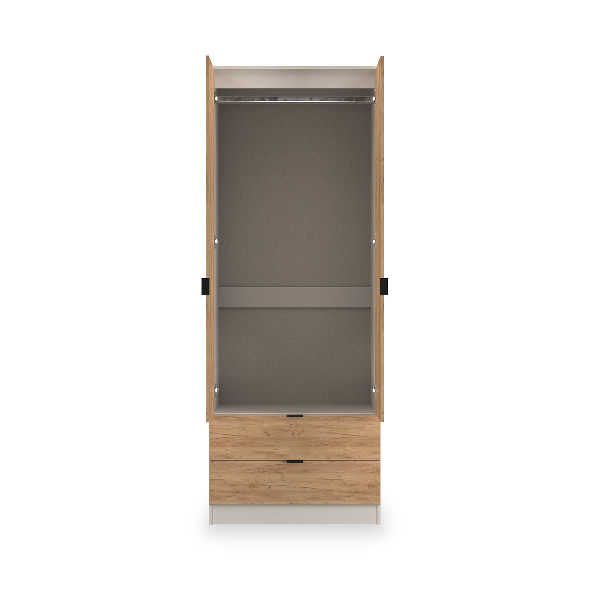 Huxley Double Wardrobe 2 Drawers Oak Cashmere from Roseland Furniture
