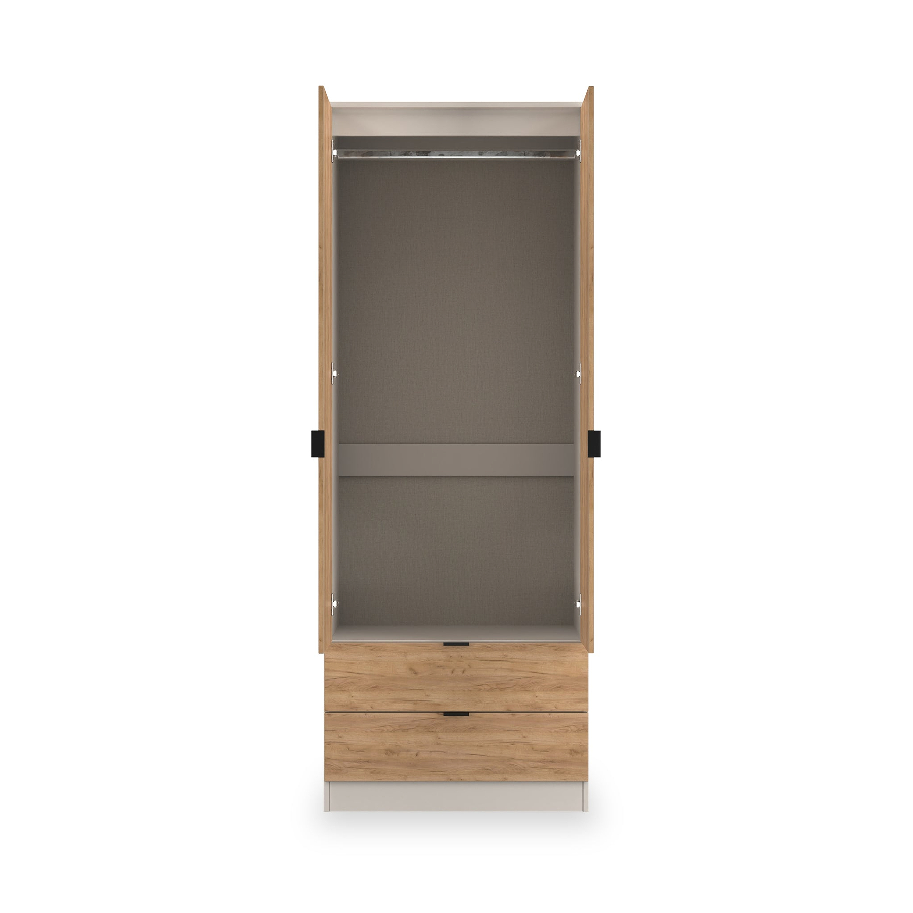 Huxley Double Wardrobe 2 Drawers Oak Cashmere from Roseland Furniture