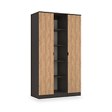 Huxley Triple Wardrobe With Shelves Oak Graphite from Roseland Furniture
