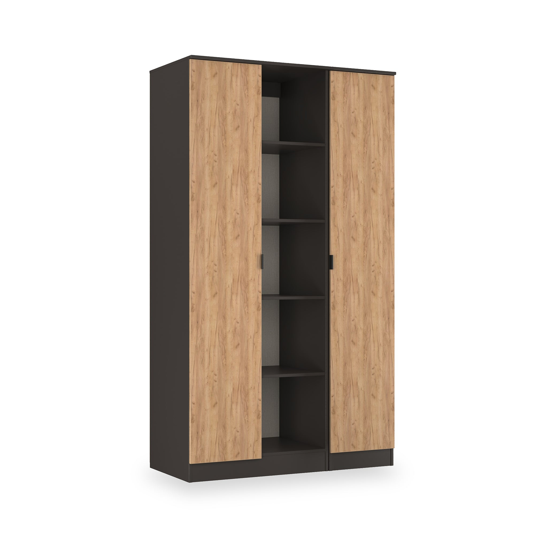 Huxley Triple Wardrobe With Shelves Oak Graphite from Roseland Furniture