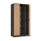 Huxley Triple Wardrobe With Shelves Oak Graphite from Roseland Furniture