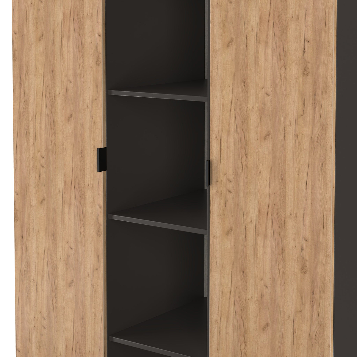 Huxley Triple Wardrobe With Shelves Oak Graphite from Roseland Furniture