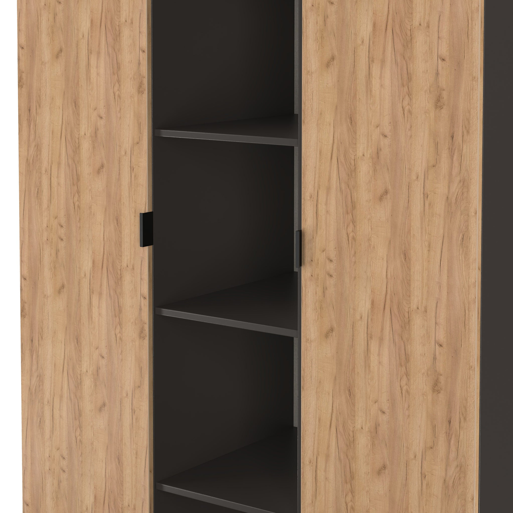 Huxley Triple Wardrobe With Shelves Oak Graphite from Roseland Furniture