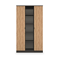 Huxley Triple Wardrobe With Shelves Oak Graphite from Roseland Furniture
