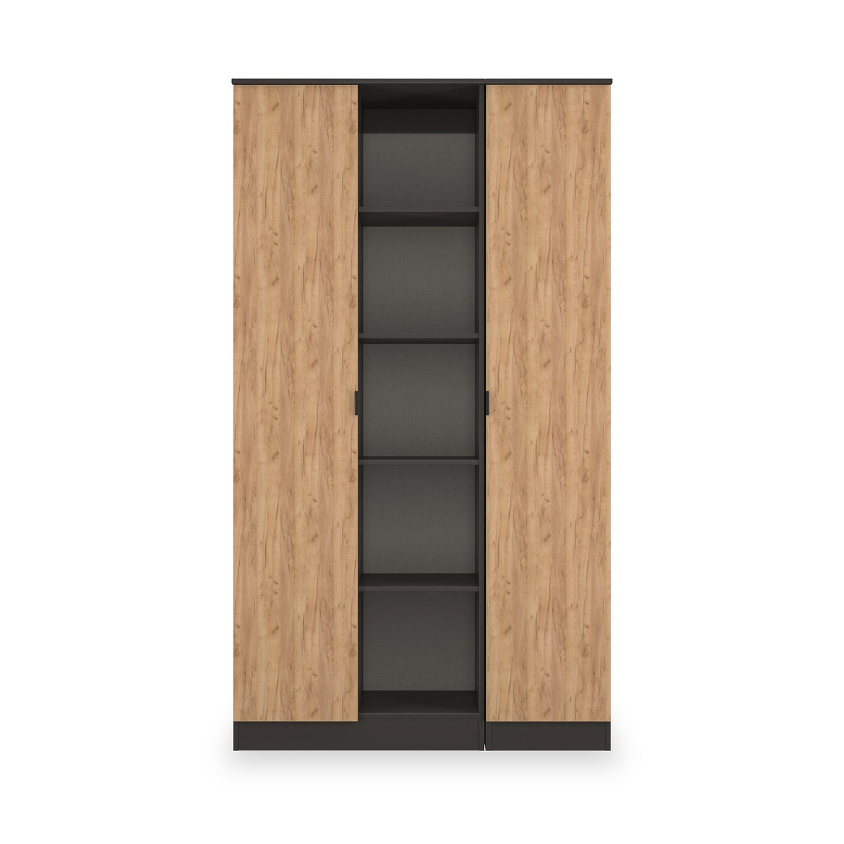 Huxley Triple Wardrobe With Shelves Oak Graphite from Roseland Furniture