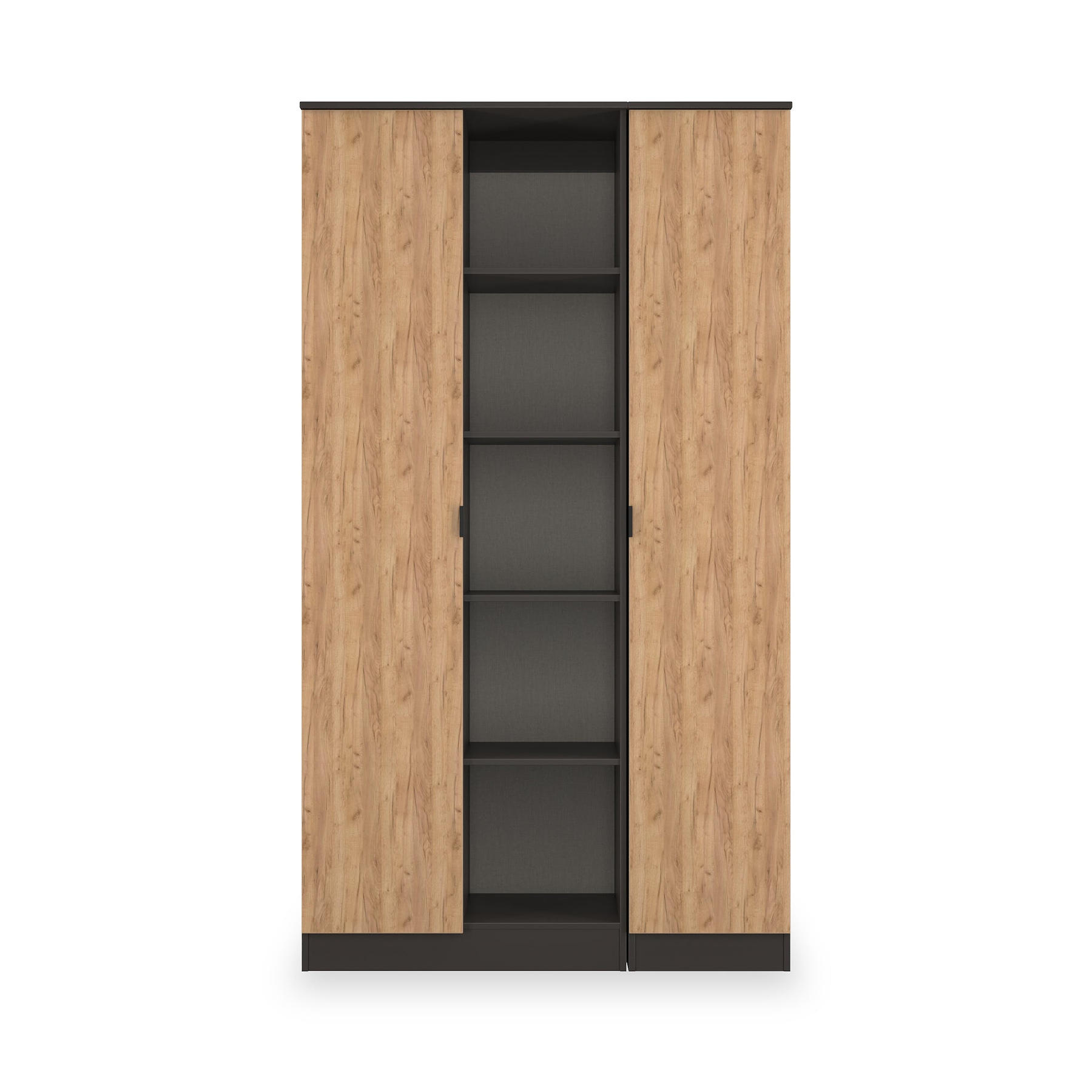 Huxley Triple Wardrobe With Shelves Oak Graphite from Roseland Furniture