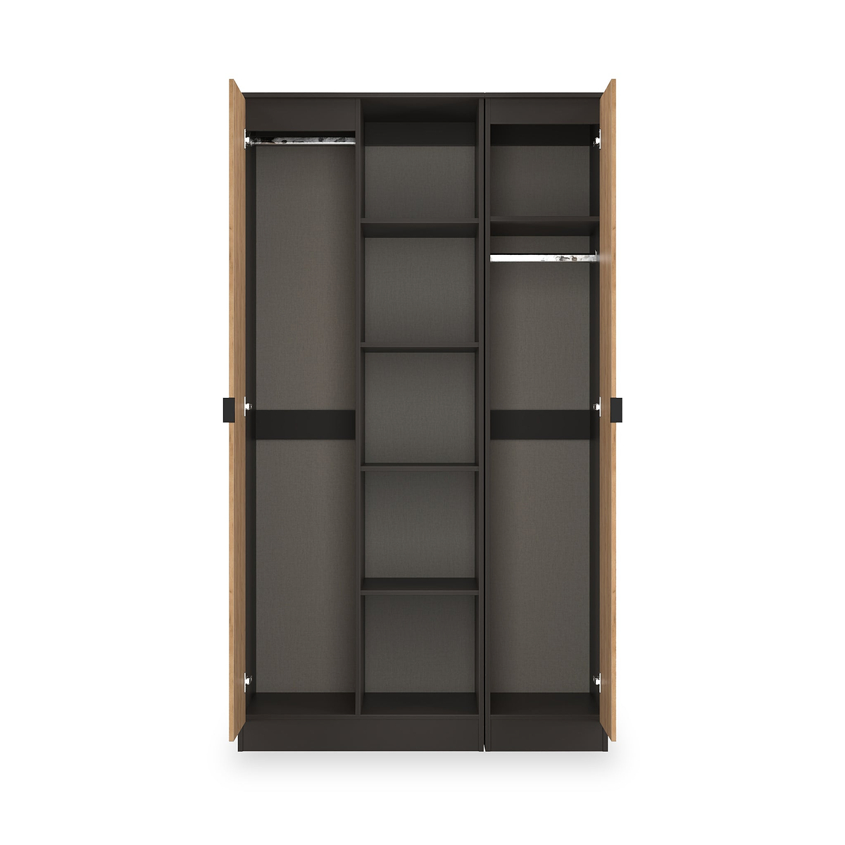 Huxley Triple Wardrobe With Shelves Oak Graphite from Roseland Furniture