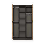 Huxley Triple Wardrobe With Shelves Oak Graphite from Roseland Furniture