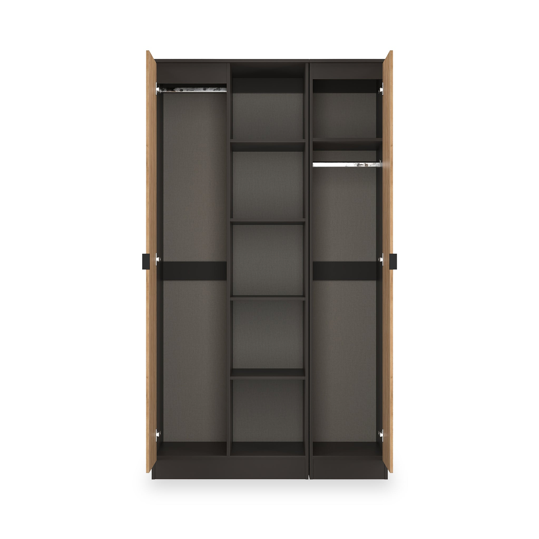 Huxley Triple Wardrobe With Shelves Oak Graphite from Roseland Furniture