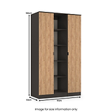 Huxley Triple Wardrobe With Shelves Oak Graphite from Roseland Furniture