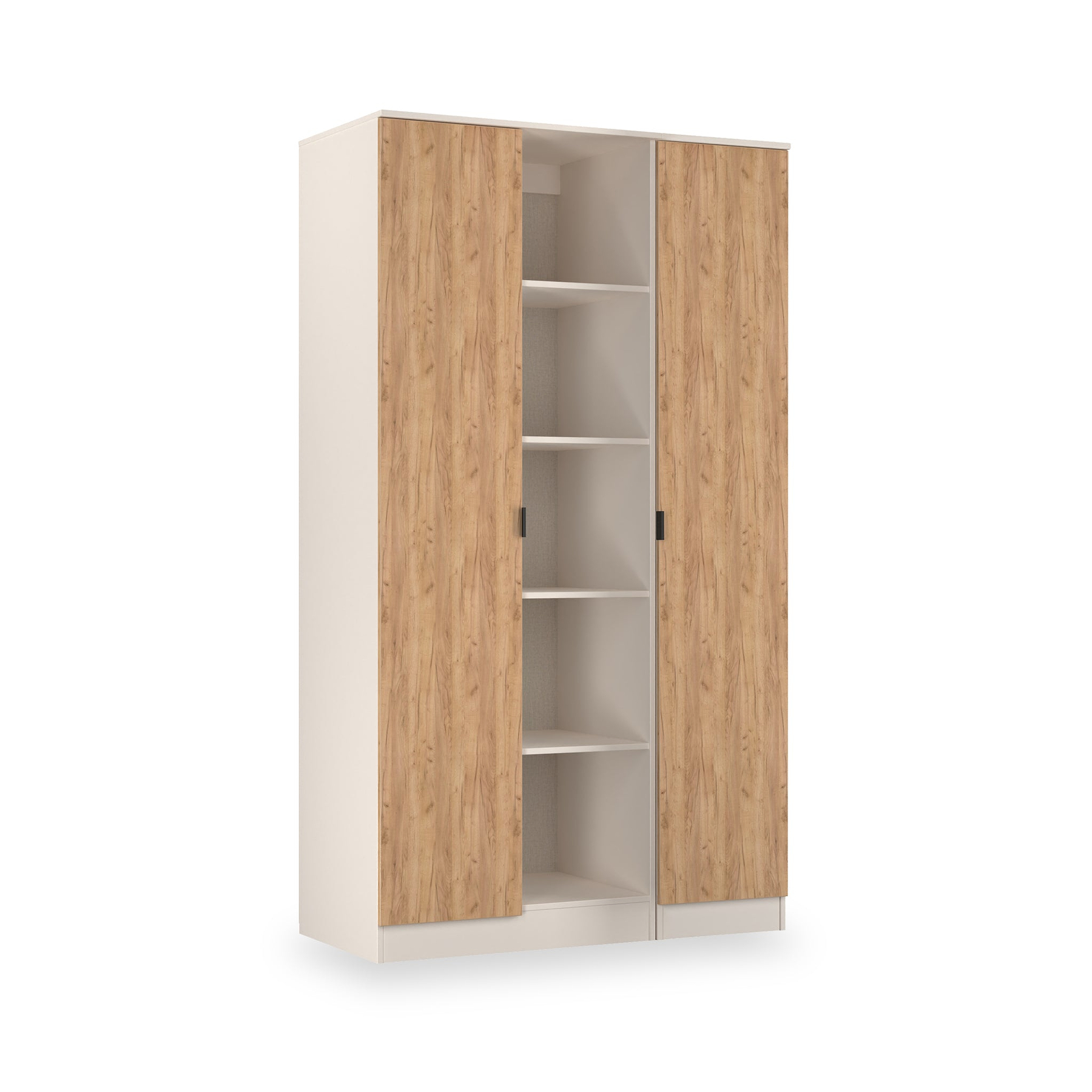 Huxley Triple Wardrobe With Shelves Oak Cashmere from Roseland Furniture