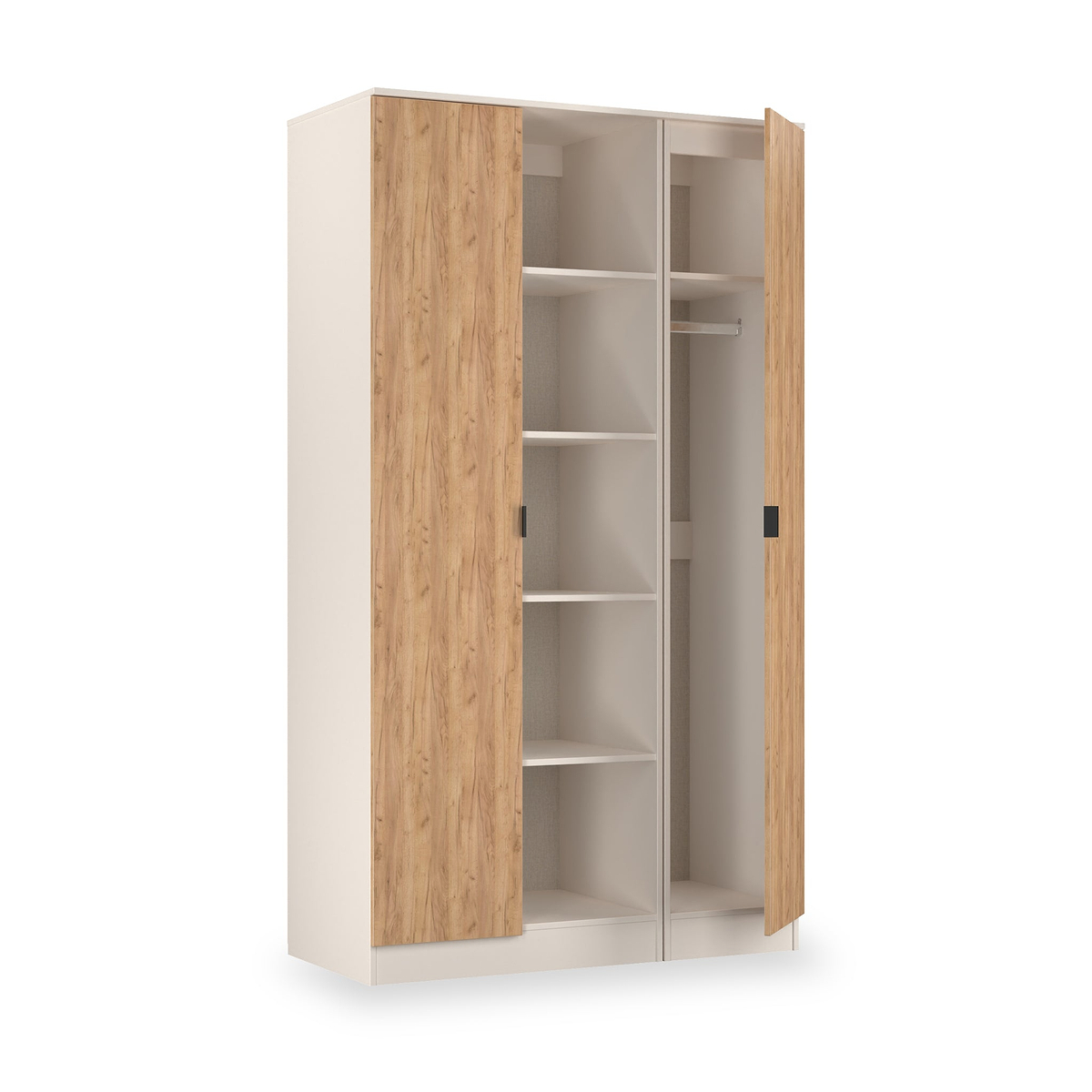 Huxley Triple Wardrobe With Shelves Oak Cashmere from Roseland Furniture