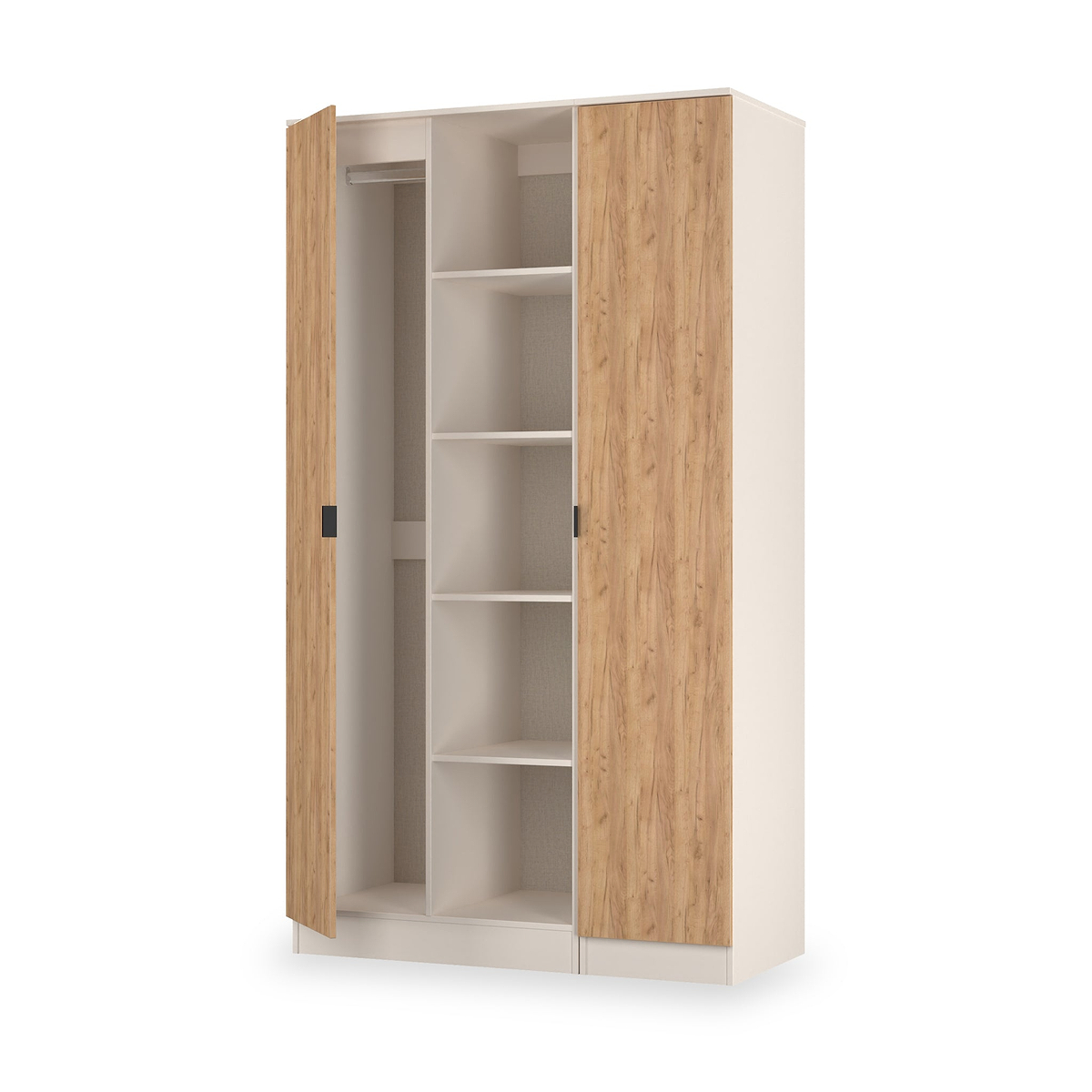 Huxley Triple Wardrobe With Shelves Oak Cashmere from Roseland Furniture