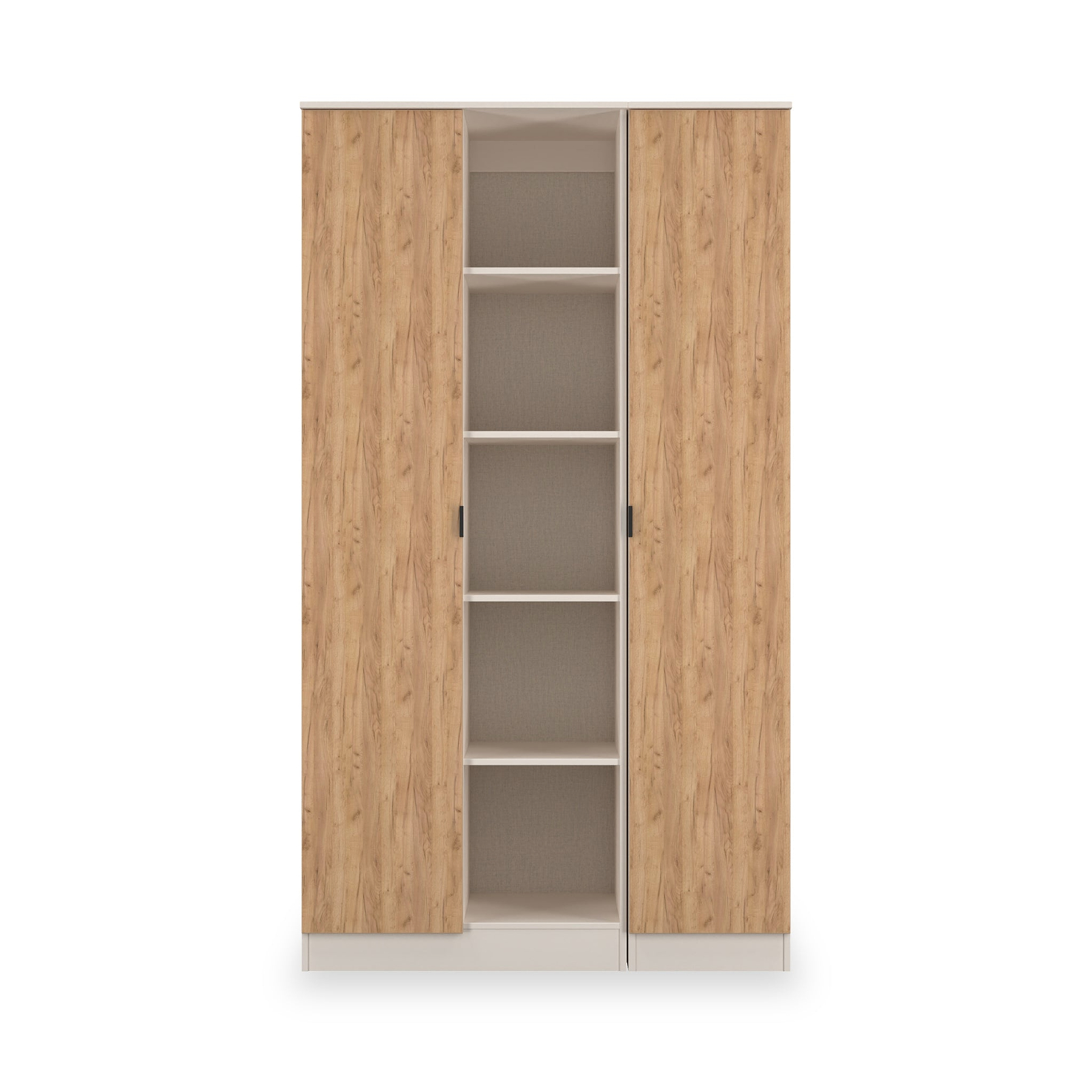 Huxley Triple Wardrobe With Shelves Oak Cashmere from Roseland Furniture