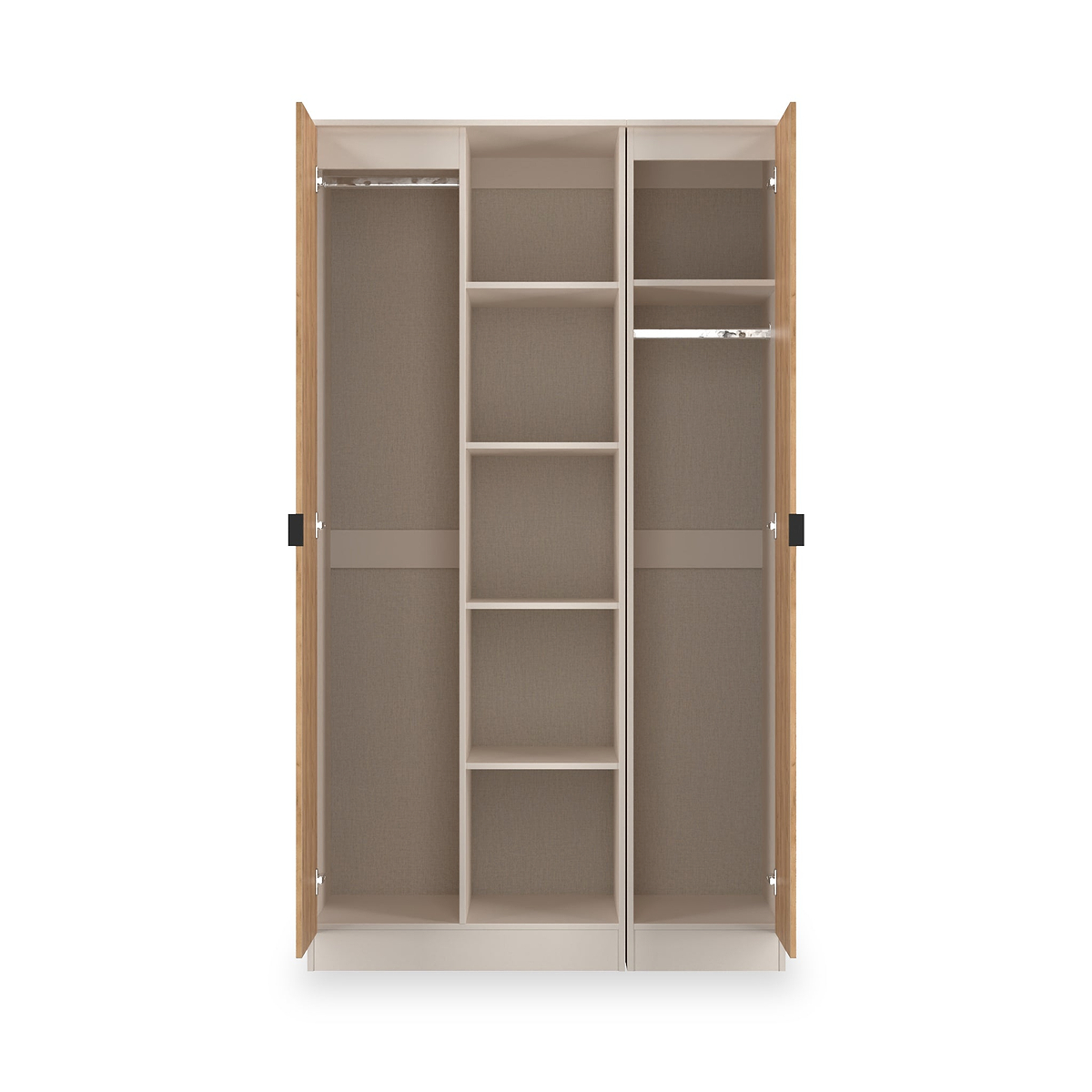 Huxley Triple Wardrobe With Shelves Oak Cashmere from Roseland Furniture