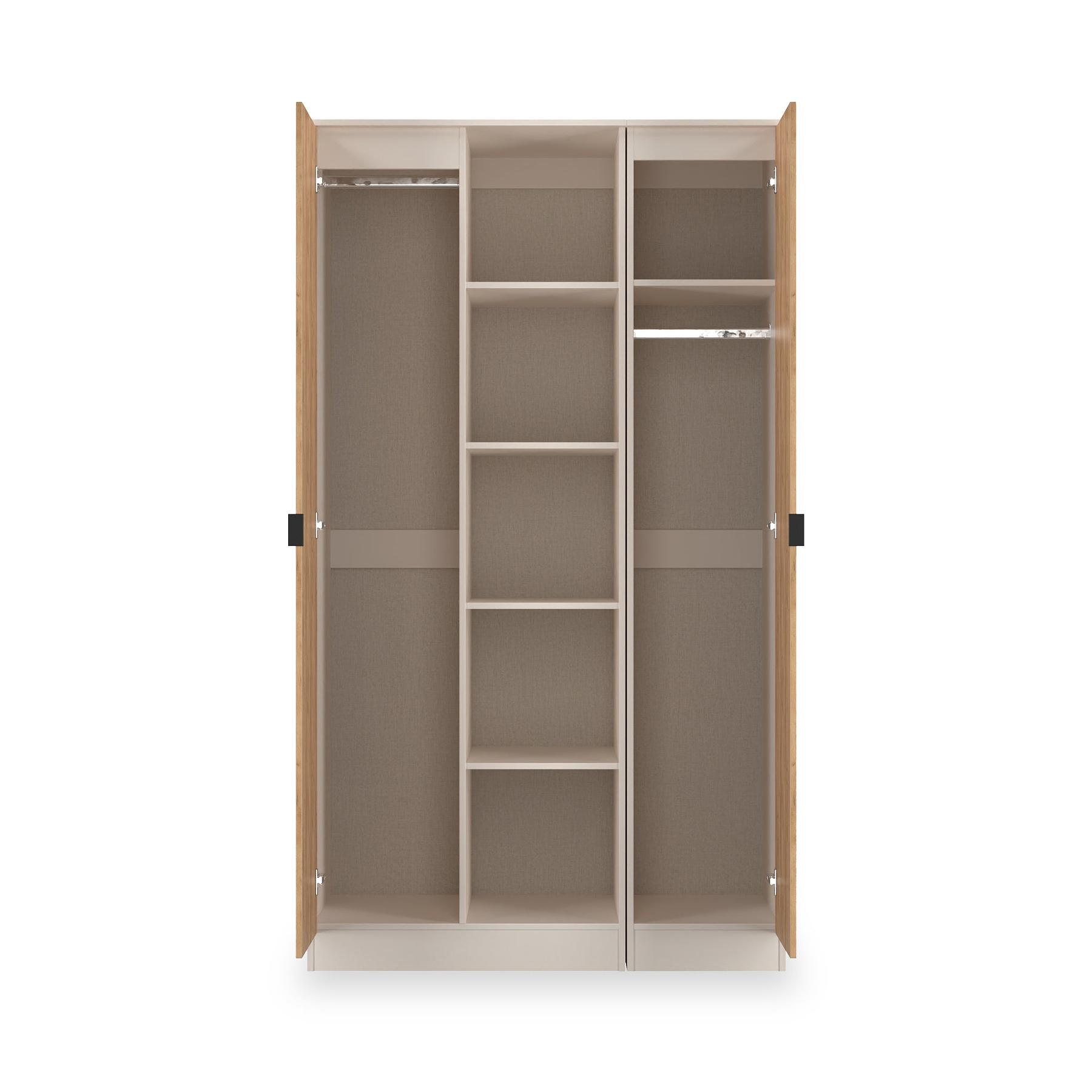 Huxley Triple Wardrobe With Shelves Oak Cashmere from Roseland Furniture