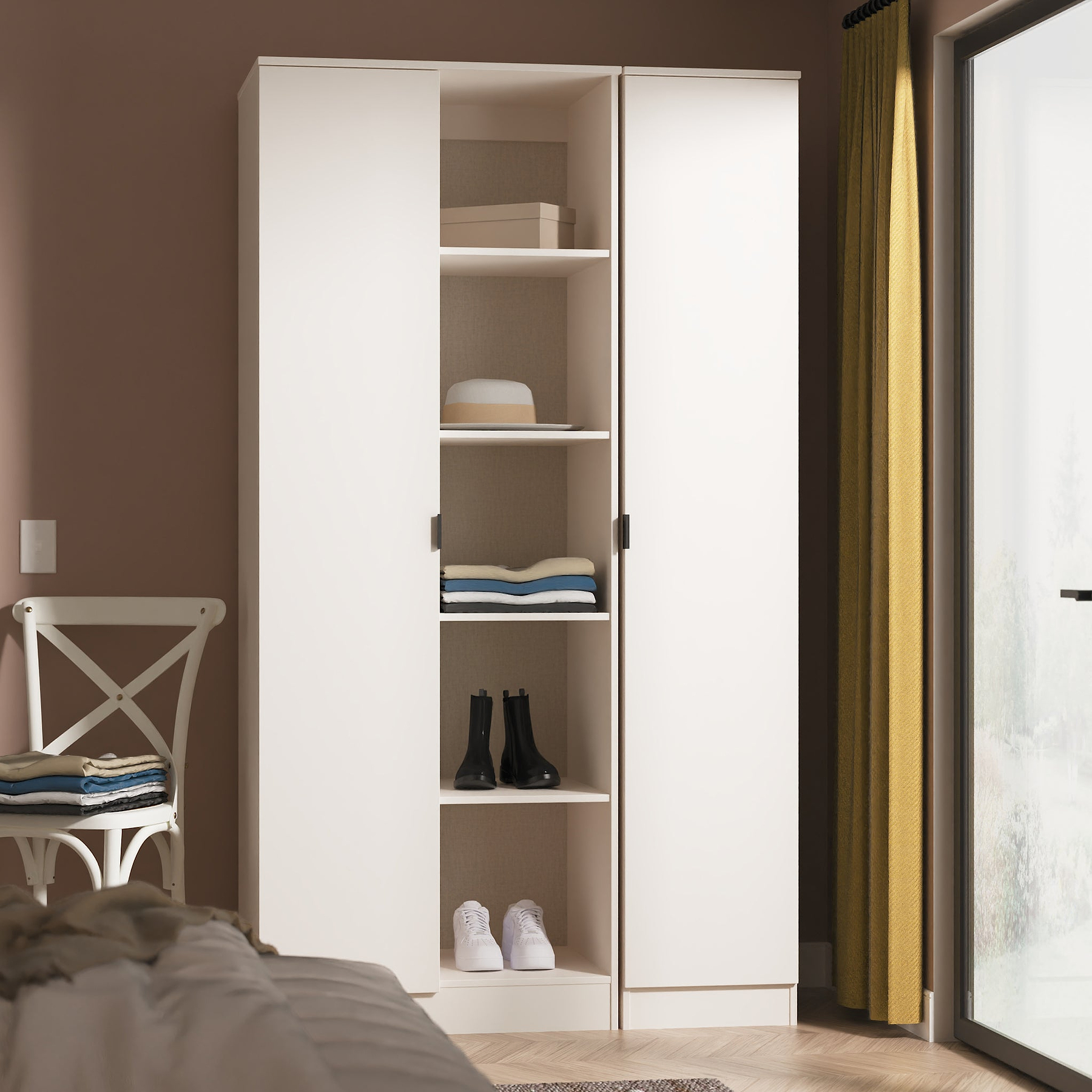 Huxley Triple Wardrobe With Shelves Cashmere from Roseland Furniture
