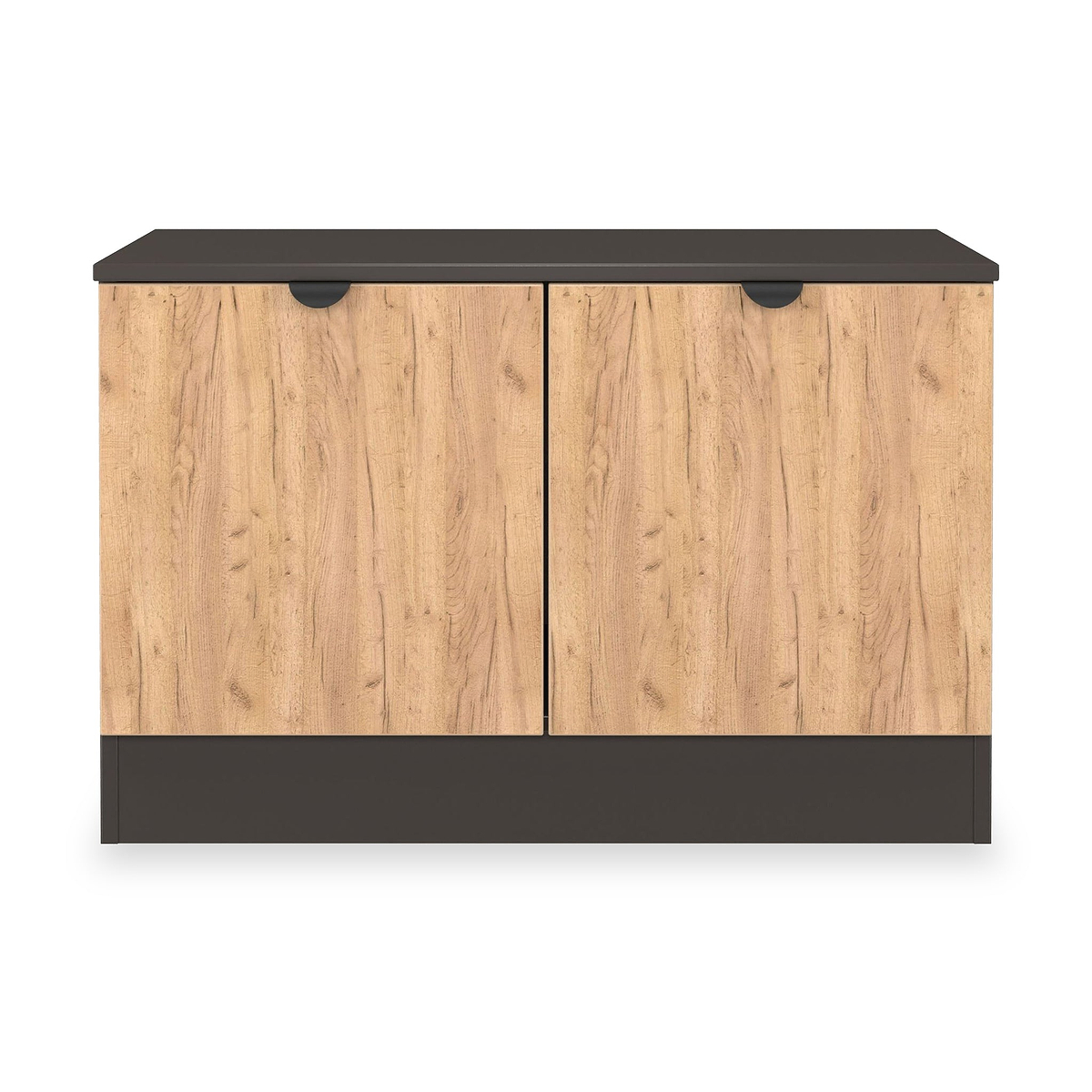 Huxley Compact 2 Door Media Unit Oak Graphite from Roseland Furniture