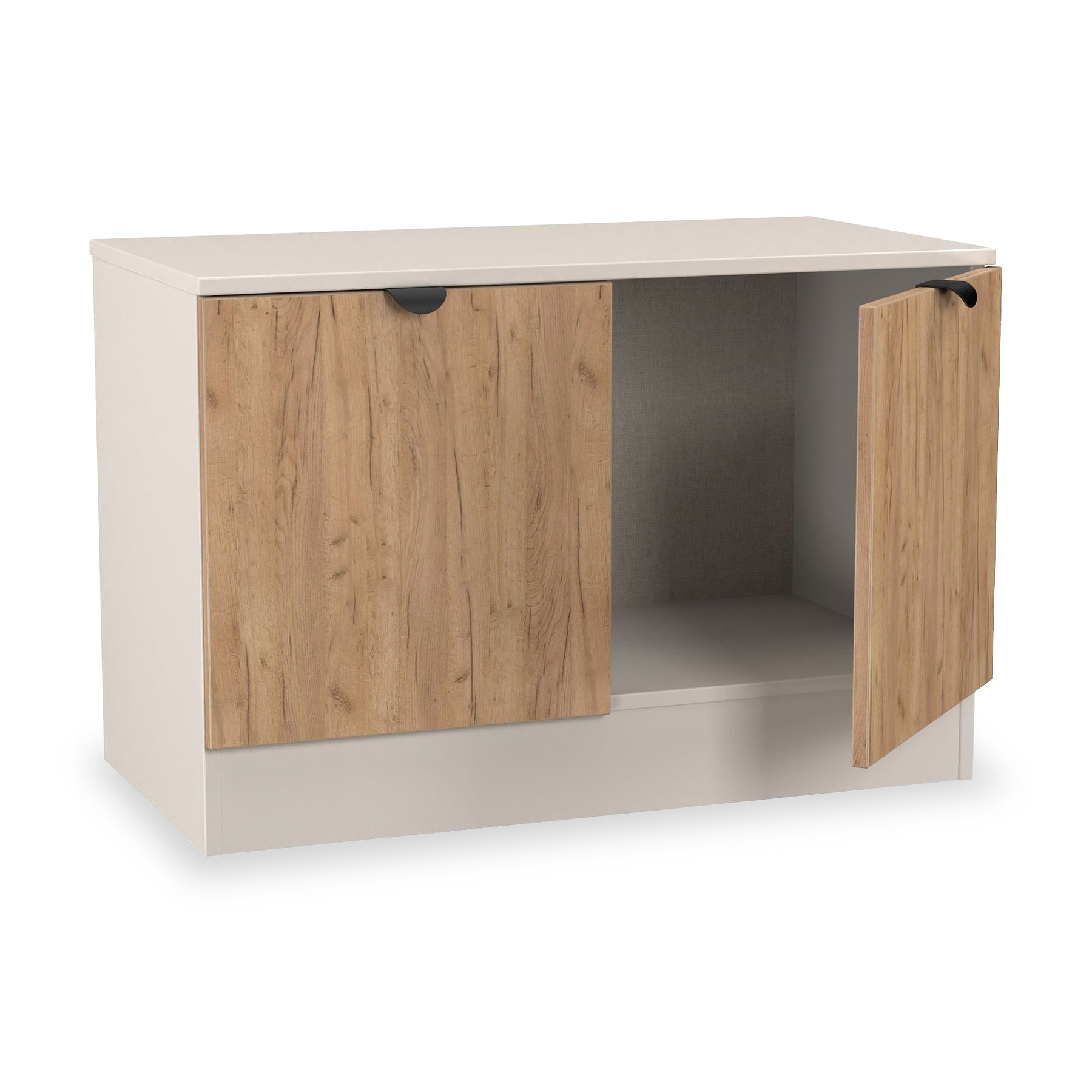 Huxley Compact 2 Door Media Unit Oak Cashmere from Roseland Furniture