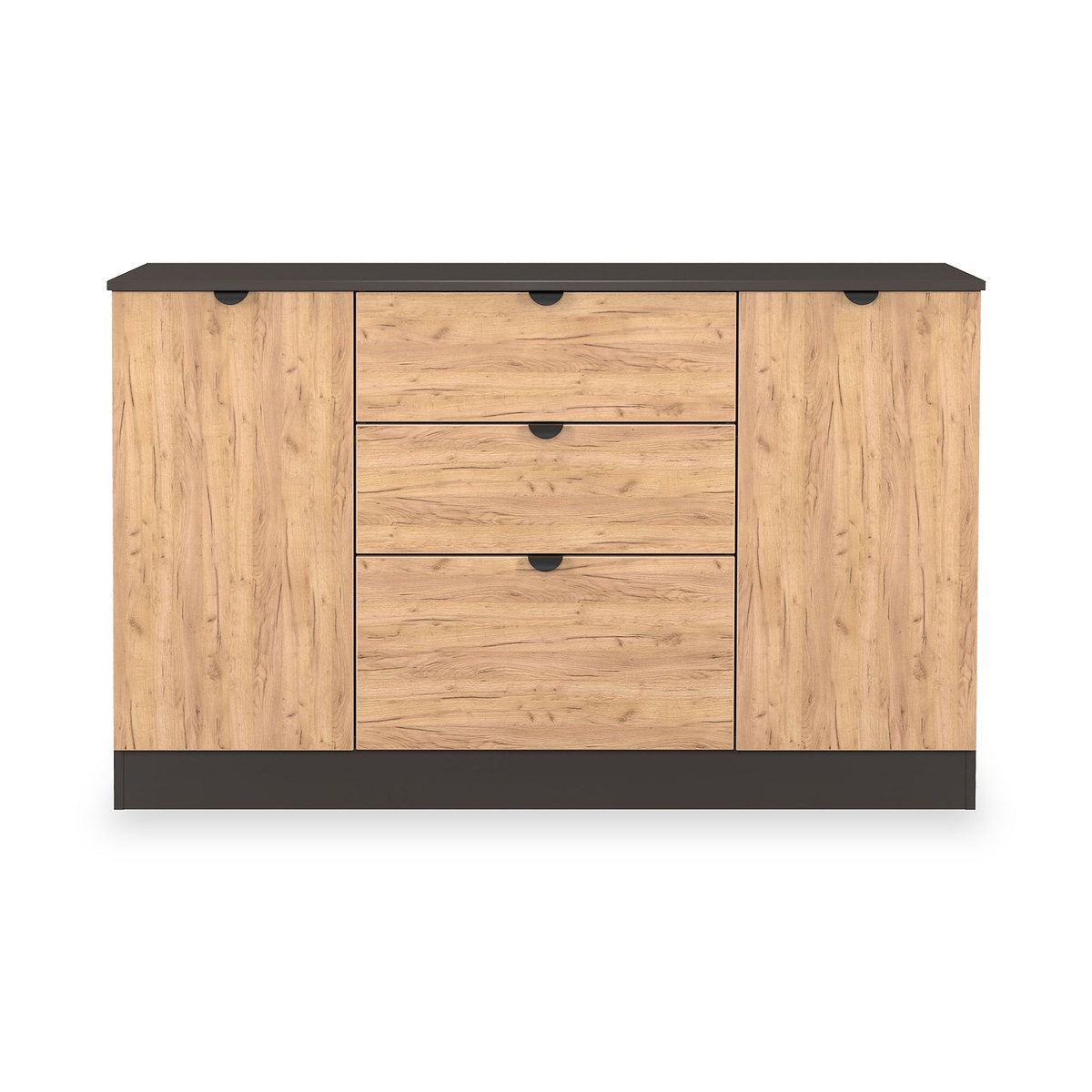 Huxley 2 Door 3 Drawer Sideboard Oak Graphite from Roseland Furniture