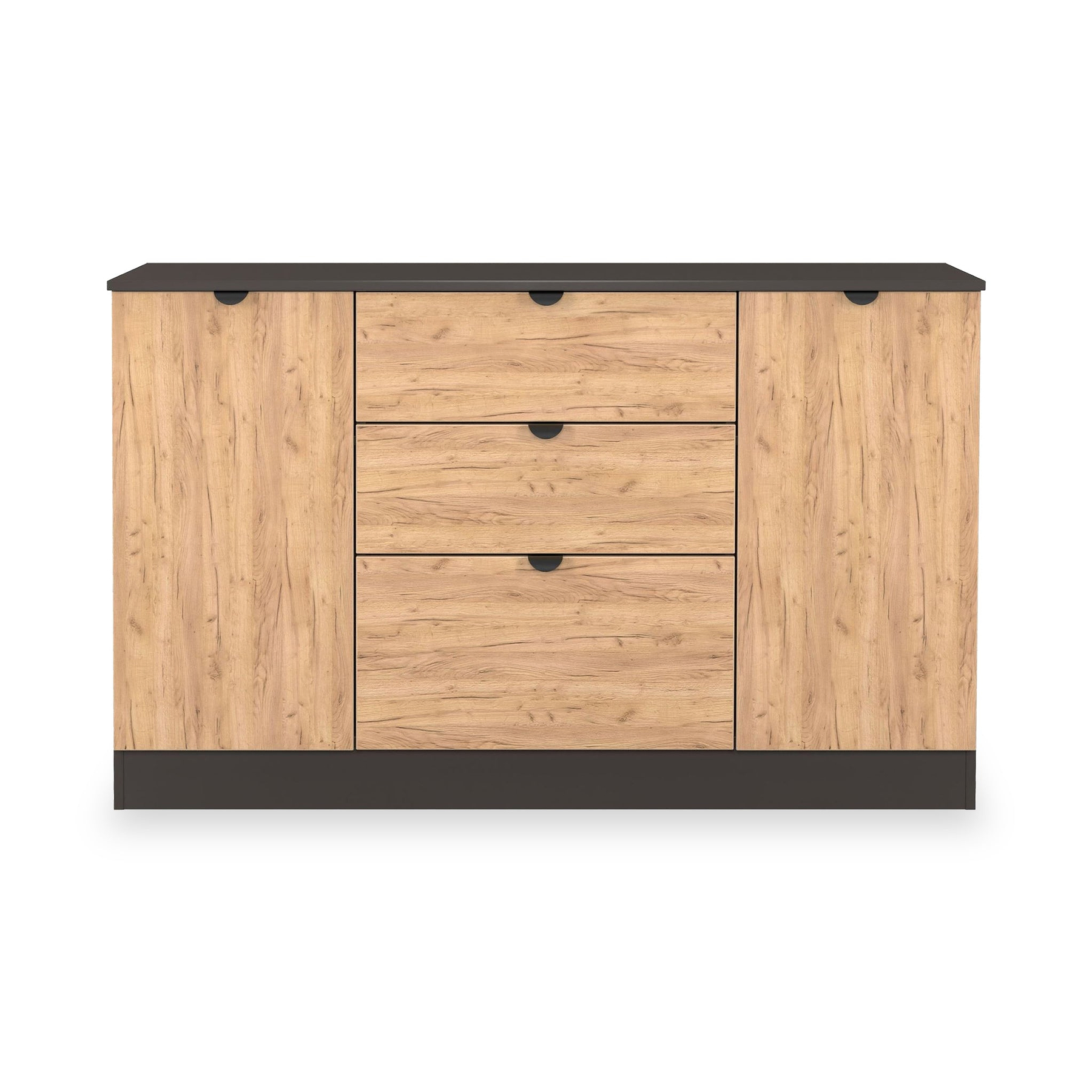 Huxley 2 Door 3 Drawer Sideboard Oak Graphite from Roseland Furniture