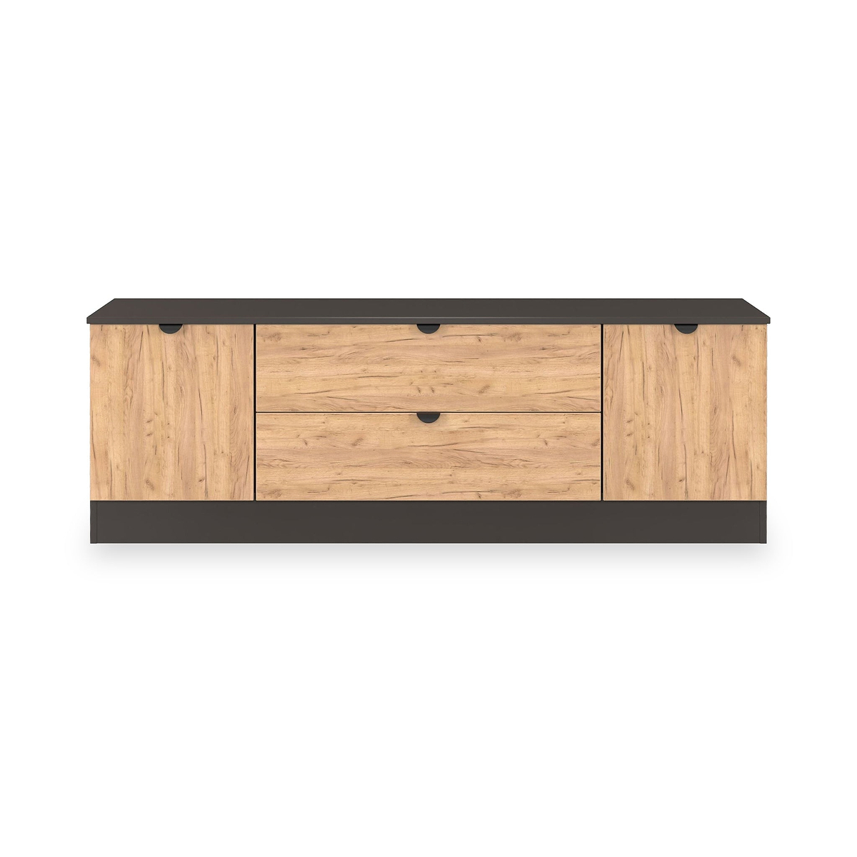 Huxley 2 Door 2 Drawer TV Unit Oak Graphite from Roseland Furniture
