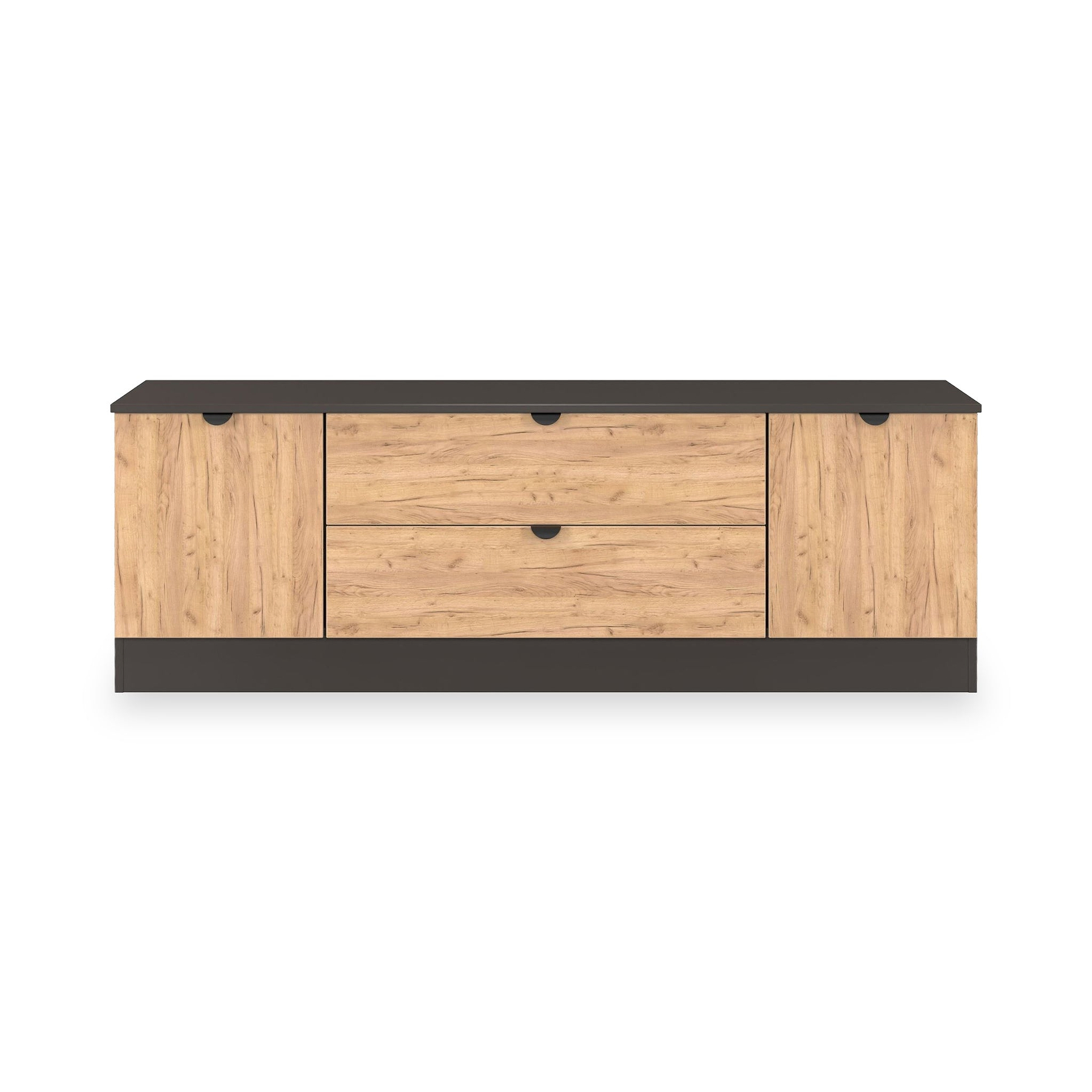 Huxley 2 Door 2 Drawer TV Unit Oak Graphite from Roseland Furniture