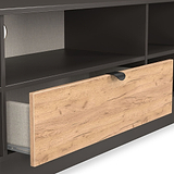 Huxley Wide 1 Drawer TV Media Unit Oak Graphite Side1 from Roseland Furniture